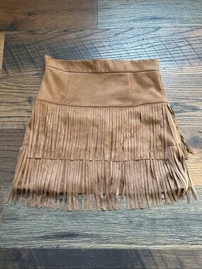 Altar’d State Fringe Mini Skirt - Brown